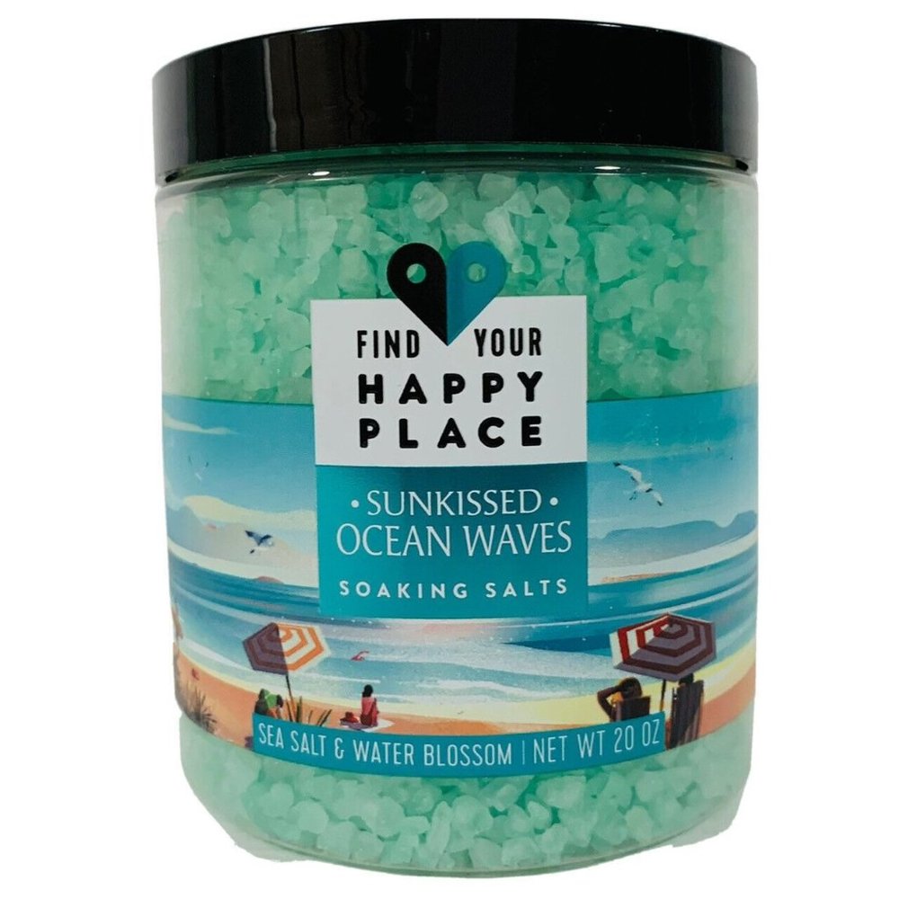 Happy Place Bath Foot Salt Soak 20 OZ Ocean Wave Beach Muscle Relaxing Spa Gift